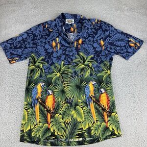 Vintage Pacific Legend Hawaiian Camp Shirt Men's Size S Floral‎ Parrots USA Made